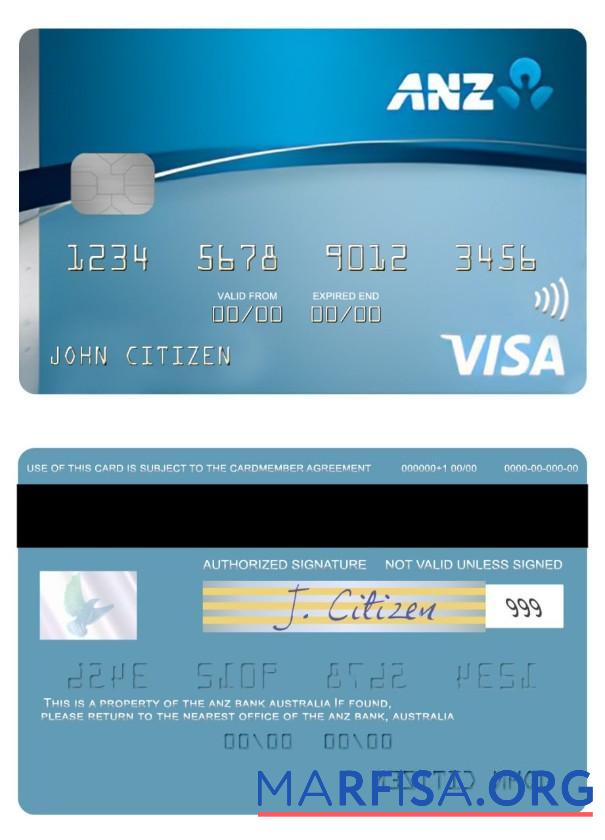 Printable Australia ANZ Low Rate credit visa card download for verification